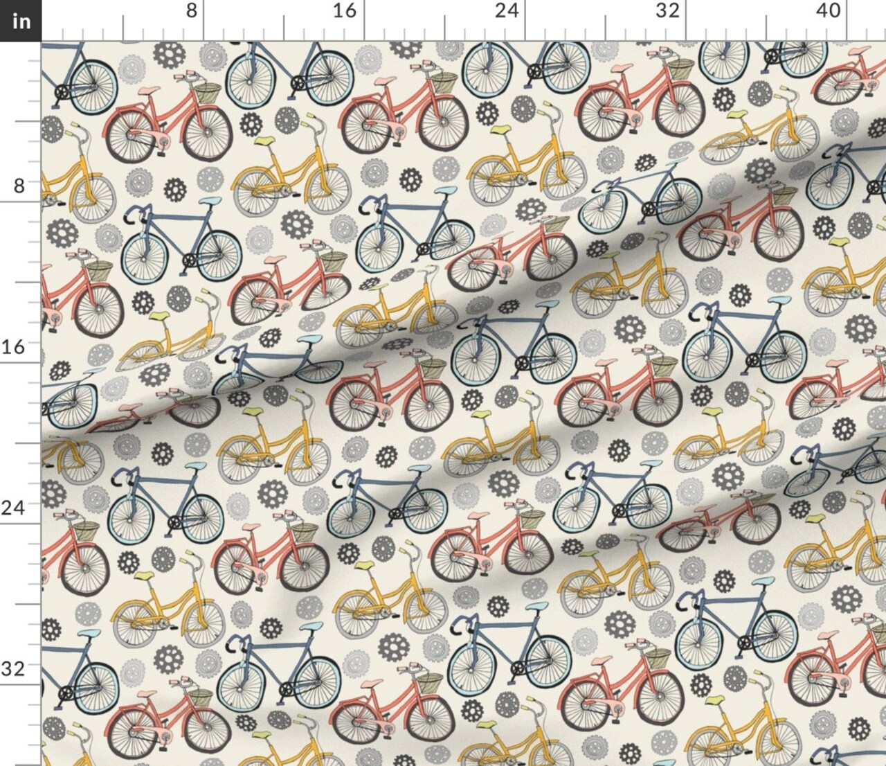 Various Fabrics by the Yard or Fat Quarter Cycling Gears Race Bike Bicycle Sport Custom Printed Fabric by Spoonflower